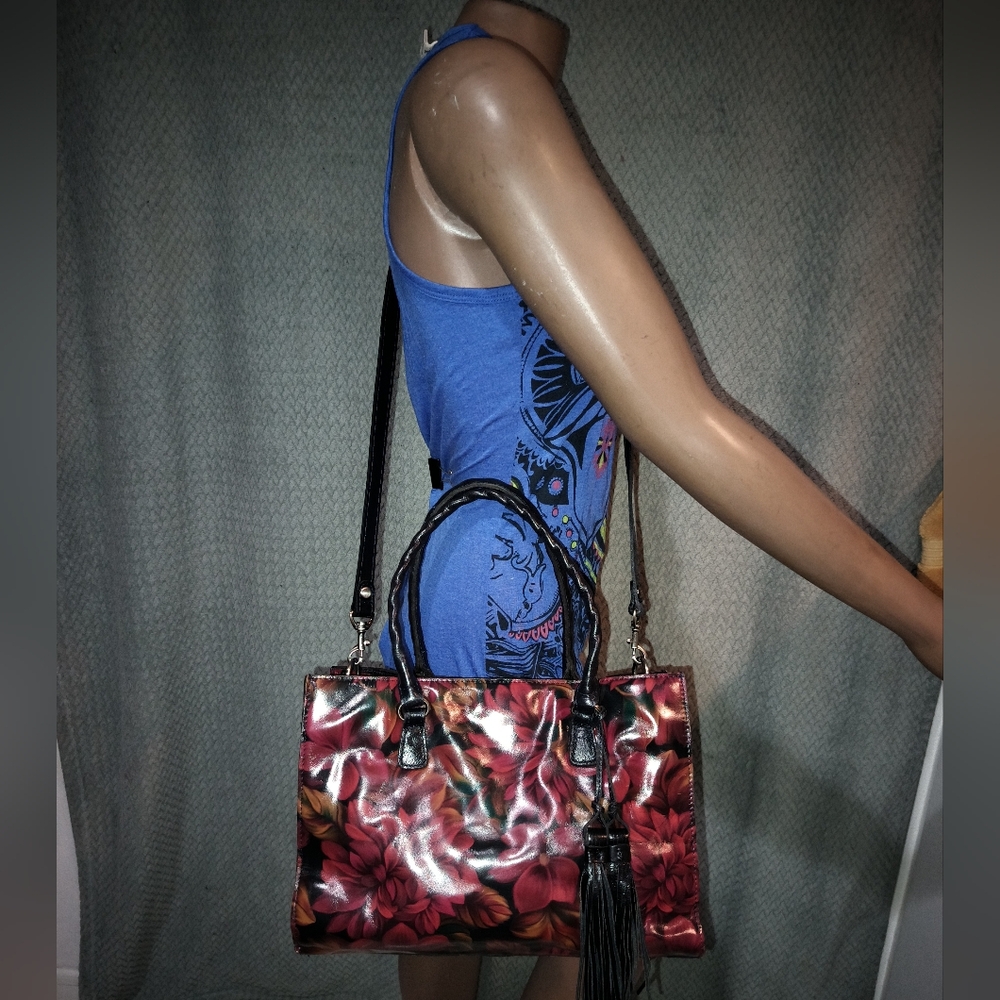 Patricia Nash Leather Primrose Rustic Mums Crossbody Satchel Bag Handbag Purse
